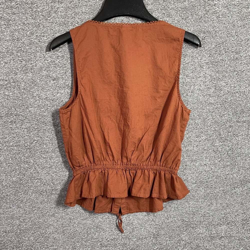 Old Navy Tank Top XS Horse Chestnut Brown Pintuck Lace Peplum - Picture 6 of 8